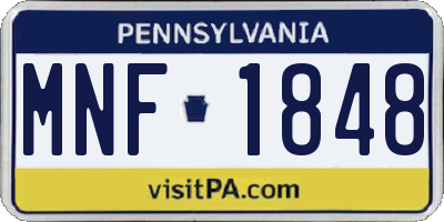PA license plate MNF1848