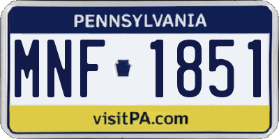 PA license plate MNF1851