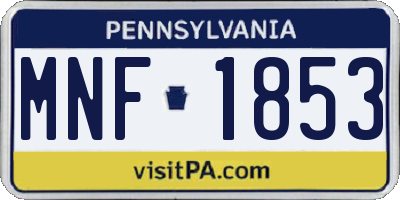 PA license plate MNF1853
