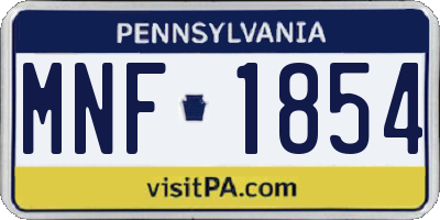 PA license plate MNF1854