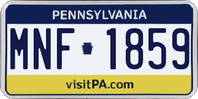 PA license plate MNF1859