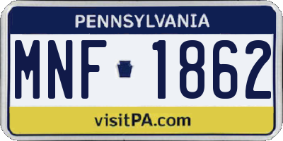 PA license plate MNF1862