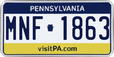 PA license plate MNF1863