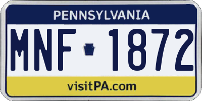 PA license plate MNF1872