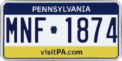 PA license plate MNF1874