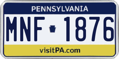 PA license plate MNF1876