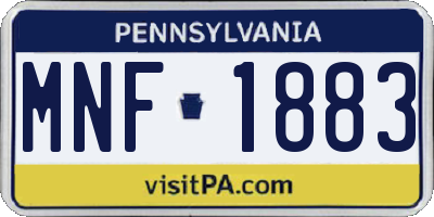 PA license plate MNF1883