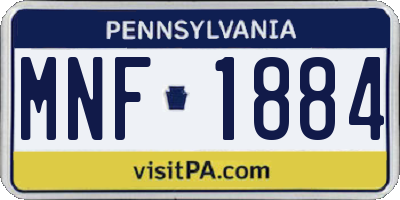 PA license plate MNF1884