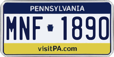 PA license plate MNF1890