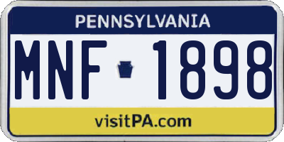 PA license plate MNF1898