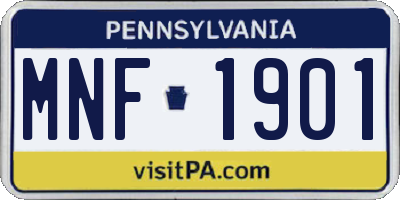 PA license plate MNF1901