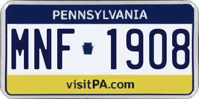 PA license plate MNF1908