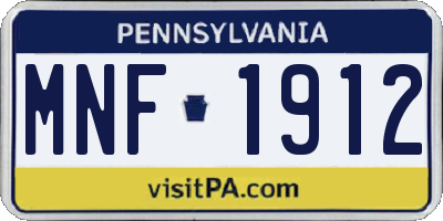 PA license plate MNF1912