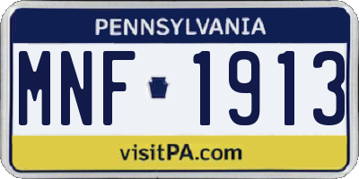 PA license plate MNF1913