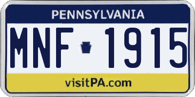 PA license plate MNF1915