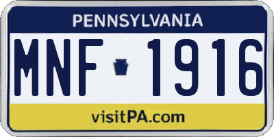 PA license plate MNF1916