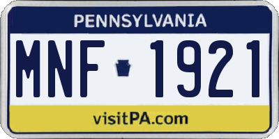 PA license plate MNF1921