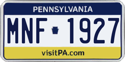 PA license plate MNF1927