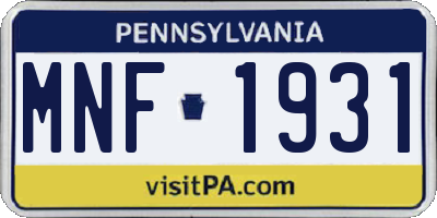 PA license plate MNF1931
