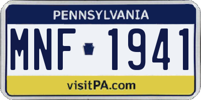 PA license plate MNF1941