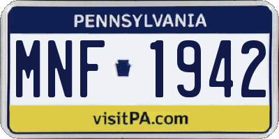 PA license plate MNF1942