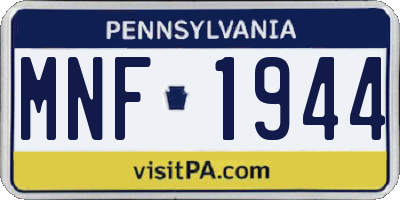 PA license plate MNF1944
