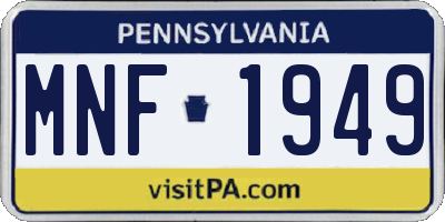 PA license plate MNF1949