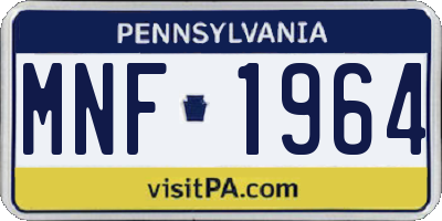 PA license plate MNF1964
