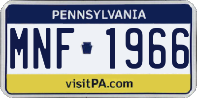 PA license plate MNF1966