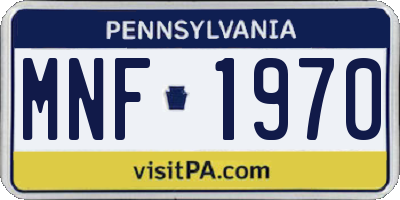 PA license plate MNF1970