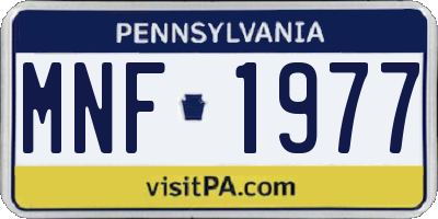 PA license plate MNF1977