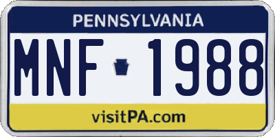 PA license plate MNF1988