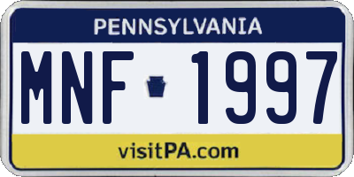 PA license plate MNF1997