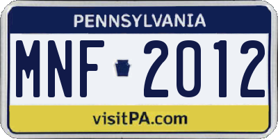 PA license plate MNF2012