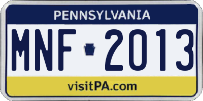 PA license plate MNF2013