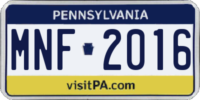 PA license plate MNF2016