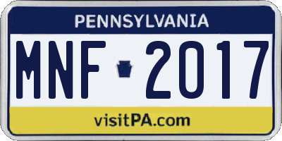 PA license plate MNF2017