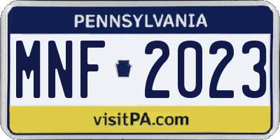 PA license plate MNF2023