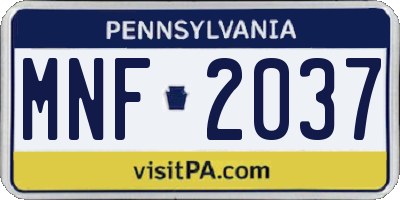 PA license plate MNF2037