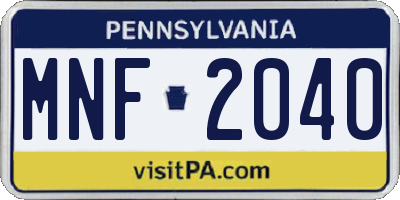 PA license plate MNF2040