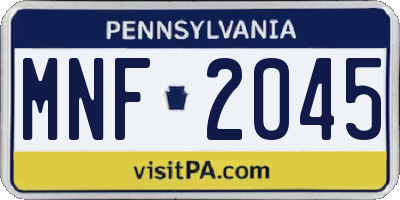PA license plate MNF2045