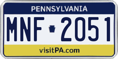 PA license plate MNF2051