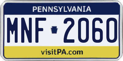 PA license plate MNF2060
