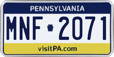 PA license plate MNF2071