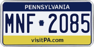 PA license plate MNF2085