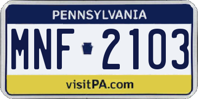 PA license plate MNF2103
