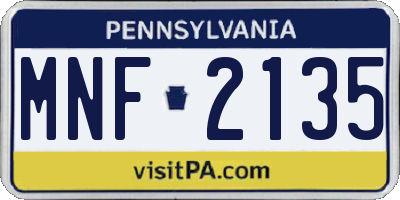 PA license plate MNF2135
