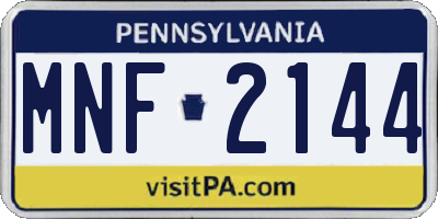 PA license plate MNF2144