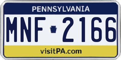 PA license plate MNF2166