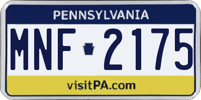 PA license plate MNF2175